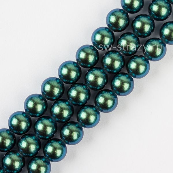 Round Pearl 1H 8 mm Pearlescent Peacock Green